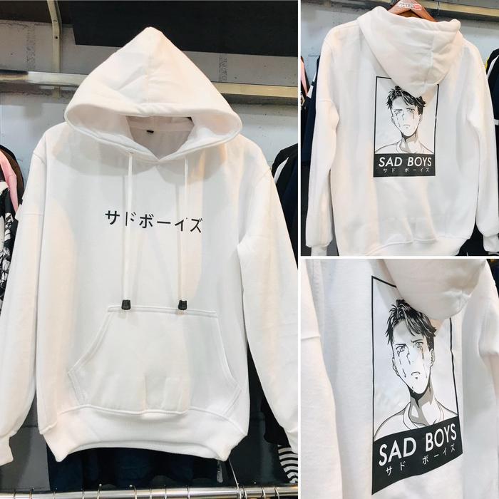 Gambar HOODIE SAD BOY WHITE JAPAN ANIME OTAKU - M dari Metro Anime Store undefined Tokopedia