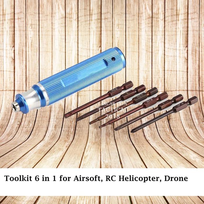 Gambar Toolkit 6 in 1 / Obeng untuk Airsoft, RC Helicopter, Drone dari Lancar Jaya Tactical undefined Tokopedia