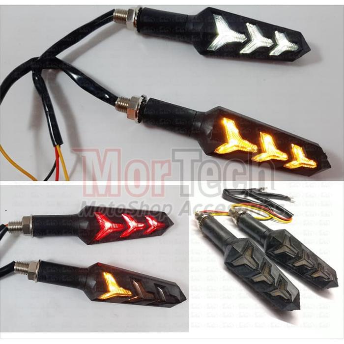 Gambar Lampu LED Sein Running Panah Sen 2 warna Senja Aerox Vario 150 Xride - Kuning Merah dari MORTECH undefined Tokopedia