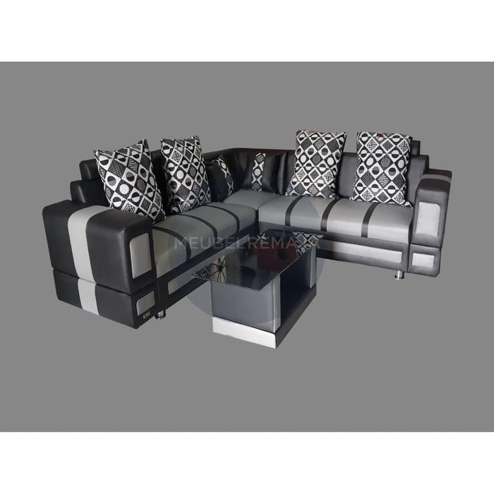 Jual Sofa L Minimalis Black Grey Sofa Table Kota Banjarmasin Meubel Remaja Bjm Tokopedia