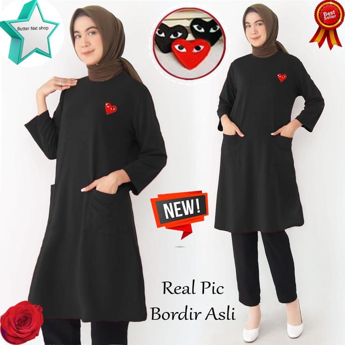 Gambar Dress play, Dress Tunik, Gaun Dress, Baju Muslim Wanita, Tunik Dress - Hitam, XL dari Butternat shop undefined Tokopedia