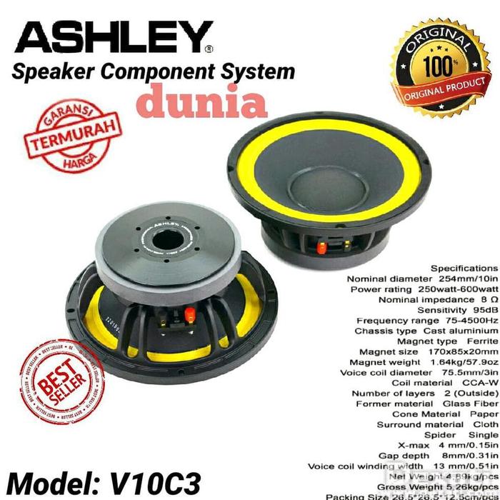 Jual Terbaik Speaker Component Ashley V10c3 Woofer 10 Inch Original Dunia Jakarta Pusat Doorion Store Id Tokopedia
