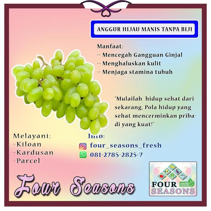 Jual Buah Anggur Hijau Tanpa Biji Manis Bersensasi Kota Surabaya Four Seasons Fresh Tokopedia