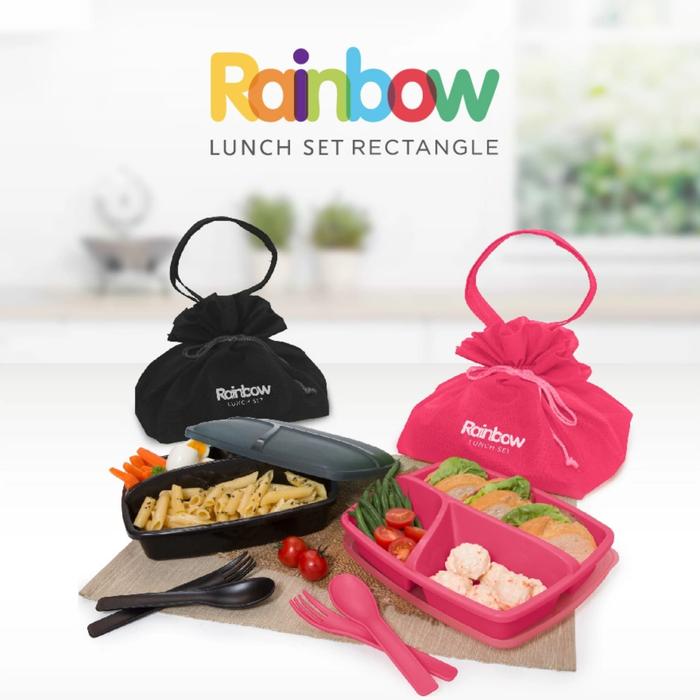 Gambar DUSDUSAN Rainbow lunch set rectangle kotak makan bento bekal anak - Hitam dari Dusku_Pekanbaru undefined Tokopedia