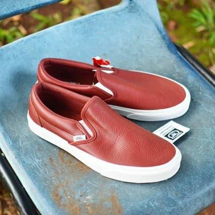 brown leather vans slip on