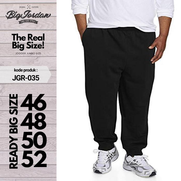 celana sweatpants jumbo 5xl 4xl 3xl 2xl jogger pants big size xxxxxl  Hitam, 52