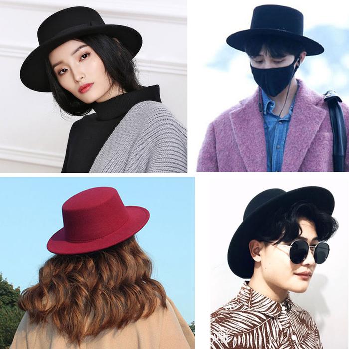 Jual vintage wide brim black fedora hat 