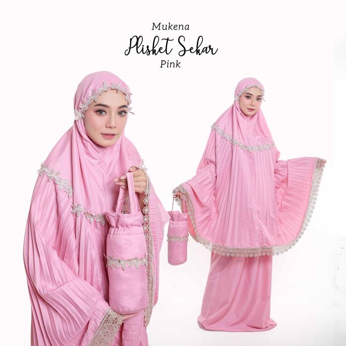 Gambar [ TMT ] MUKENA PLISKET SEKAR - Merah Muda dari TOKO MUKENA TASIK undefined Tokopedia