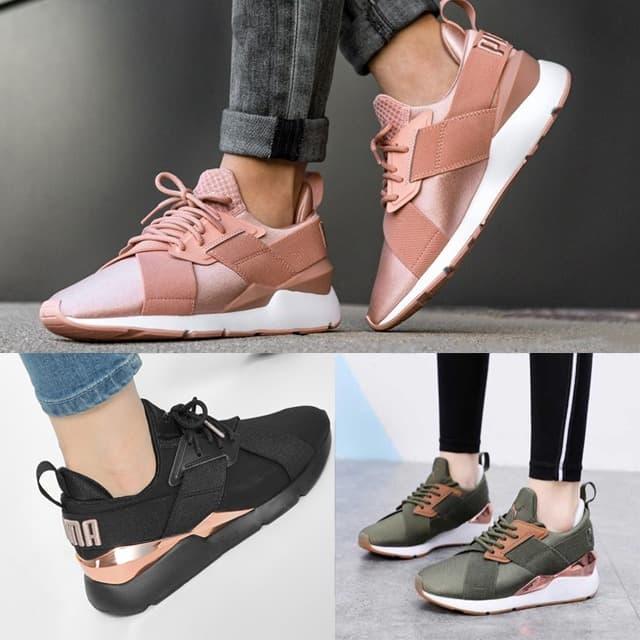 Jual Puma Muse Satin fashion sneakers black gold Jakarta Selatan Brainlystore Tokopedia