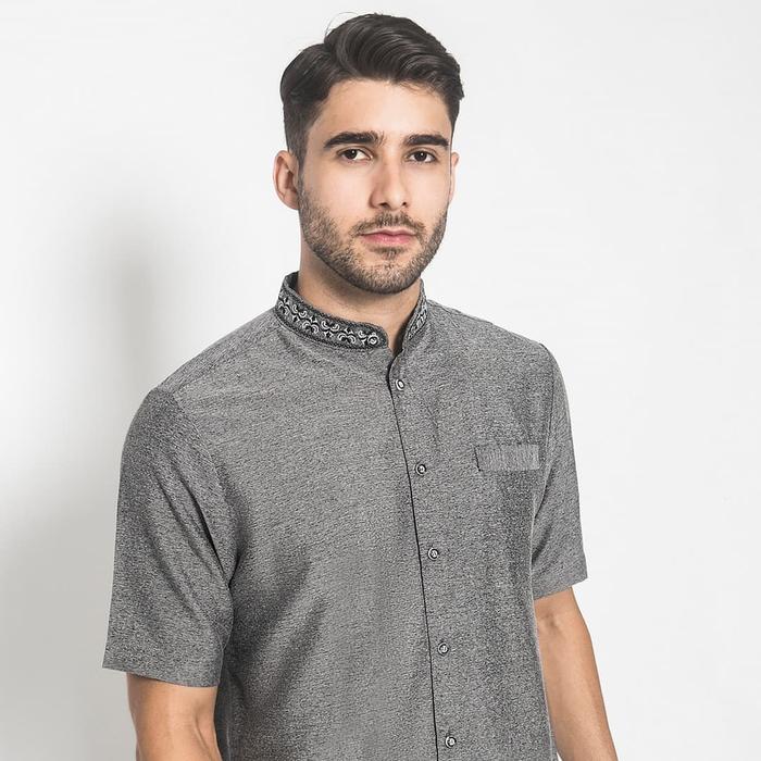 Gambar LGS - Slim Fit - Baju Koko - Kerah Bordir -Kantong Satu - Abu - M dari LGSgeneration undefined Tokopedia