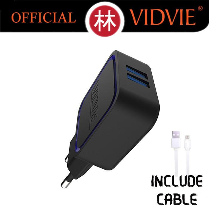 Gambar Vidvie PLE202 I5 Dual USB Charger 2.1A with Iphone Lightning Cable - Hitam dari Liem Group Kota Administrasi Jakarta Barat Tokopedia
