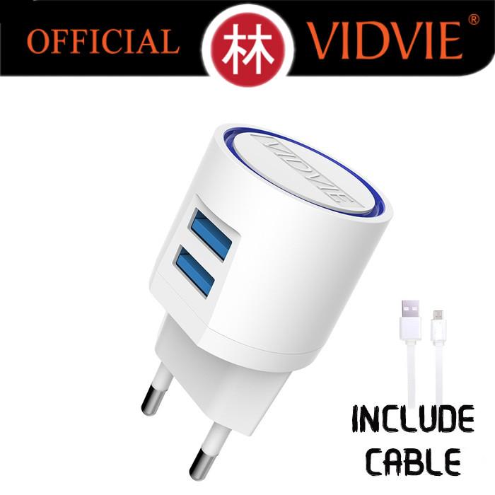 Gambar Vidvie PLE201 V8 Dual USB Charger 2.1A With Micro USB Cable - Putih dari Liem Group Kota Administrasi Jakarta Barat Tokopedia