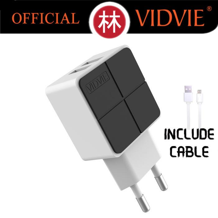 Gambar Vidvie PLE204 V8 Dual USB Charger 2.1A With Micro USB Cable - Hitam dari Liem Group Kota Administrasi Jakarta Barat Tokopedia