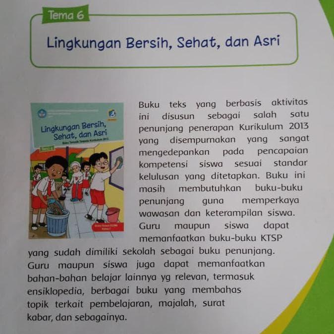 Jual Buku Tematik Kelas 1 Tema 6 Lingkungan Bersih Sehat Dan Asri Jakarta Barat Spertama Shop Tokopedia