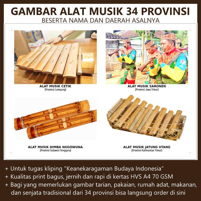 Jual Gambar Alat Musik Tradisional 34 Provinsi Di Indonesia Kota Surakarta Tugas Sekolahan Tokopedia