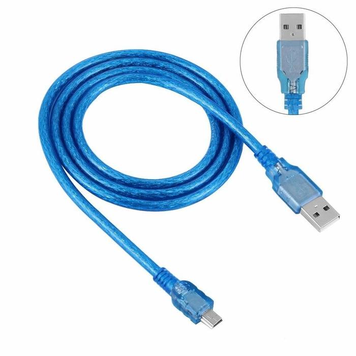 Gambar Cable USB 2.0 A Male to Mini B Blue Kabel Data Phone Arduino Nano PC dari BEST A&Y undefined Tokopedia