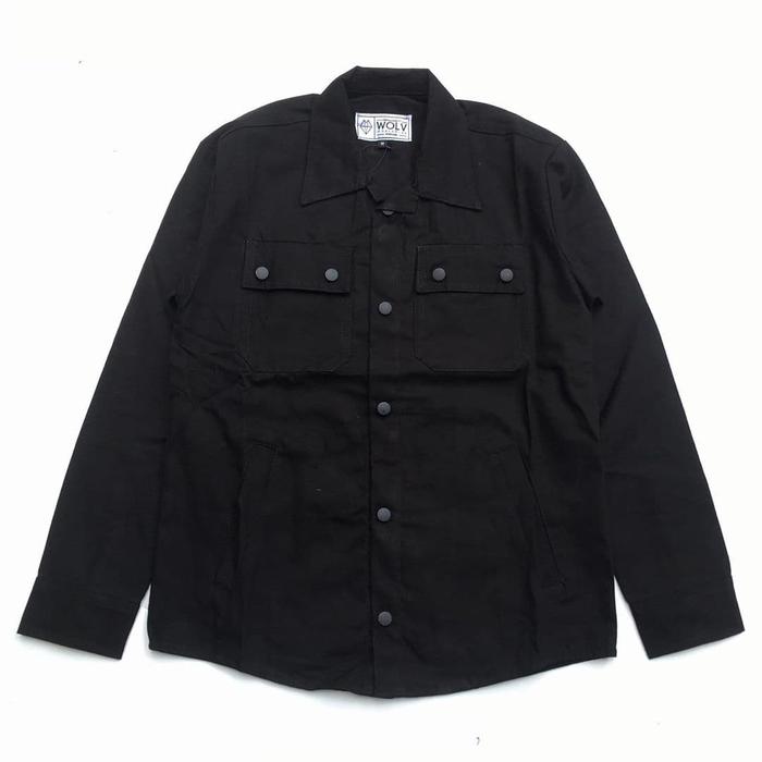 Gambar Jaket Trucker Kemeja Semi Parka Wolv Hitam Army Maroon Coklat M L XL - Hitam, M dari Cash Clothing undefined Tokopedia