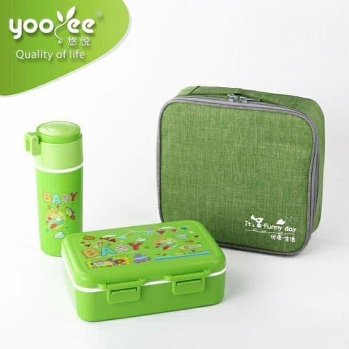 Gambar YOOYEE LUNCH BOX 628 PINK GREEN - Hijau dari Kioslunchbox bogor undefined Tokopedia