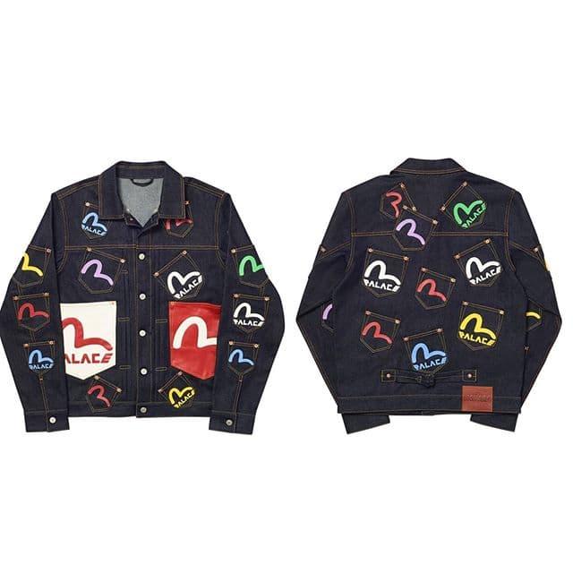 palace evisu multi pocket jacket indigo