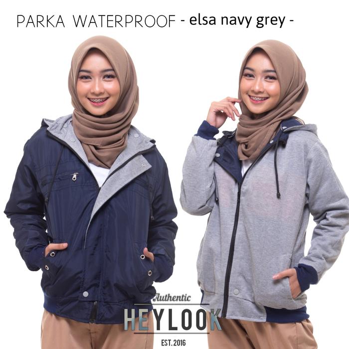 Gambar JAKET PARASUT WANITA JAKET PARKA BOLAK BALIK BOMBER HOODIE WATERPROOF - Navy Abu, M dari UNGSIRA STORE undefined Tokopedia