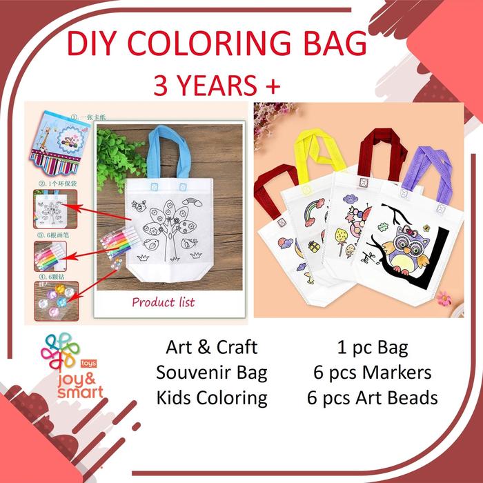 Gambar JOY SMART TOYS DIY COLORING BAG PRAKARYA TAS ANAK MAINAN EDUKASI 3 THN - OWL dari Joy and Smart undefined Tokopedia