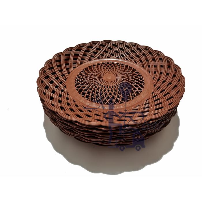Gambar Piring Rotan Plastik Piring Anyam Alas Makan isi 12pcs / 1 Lusinan - Cokelat dari AIO Plastic undefined Tokopedia