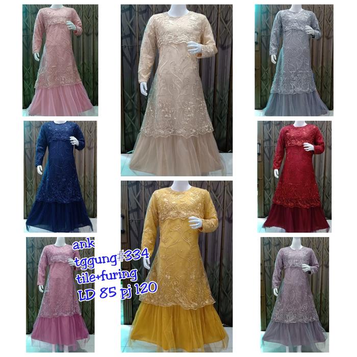 Gambar Gamis Anak Tanggung #334 Tile+Furing - Cream dari toko hoki fashion undefined Tokopedia