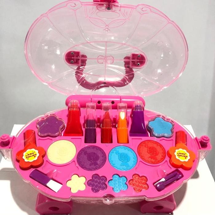 Gambar Mainan anak perempuan make up trolley / make up cart kereta cantik dari bintangjaya toys undefined Tokopedia