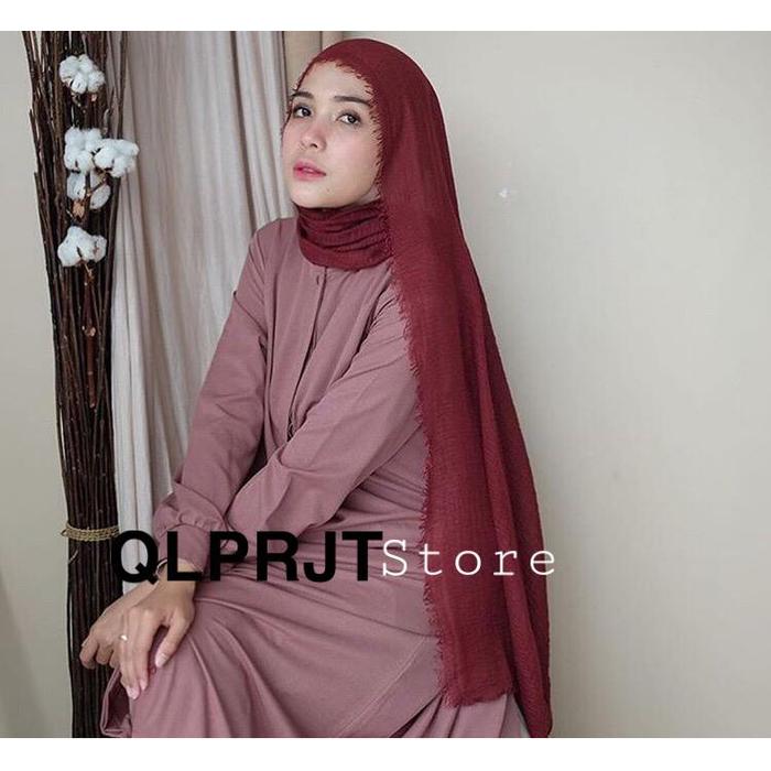Gambar PASHMINA HIJAB RAWIS KUSUT PASMINA COTTON - MAROON- - Maroon dari QLPRJT Store undefined Tokopedia
