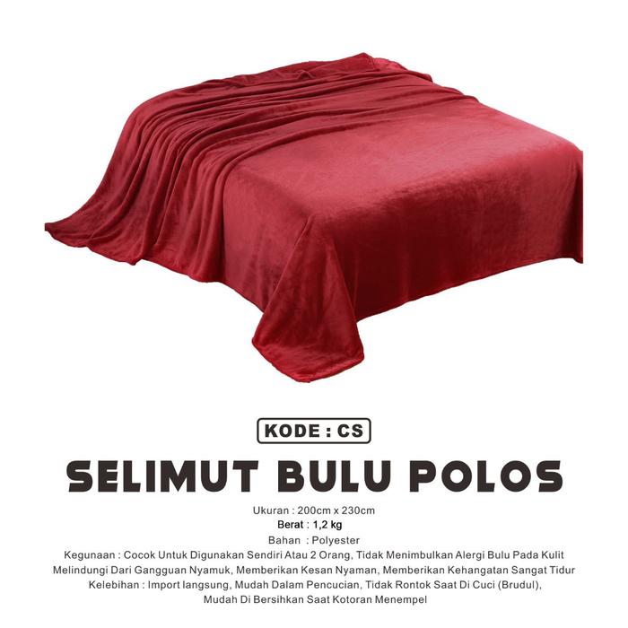 Gambar SELIMUT POLOS TEBAL UK 200X230 || SELIMUT BULU PROMO || SELIMUT DEWASA - Merah dari oyasumiasia undefined Tokopedia