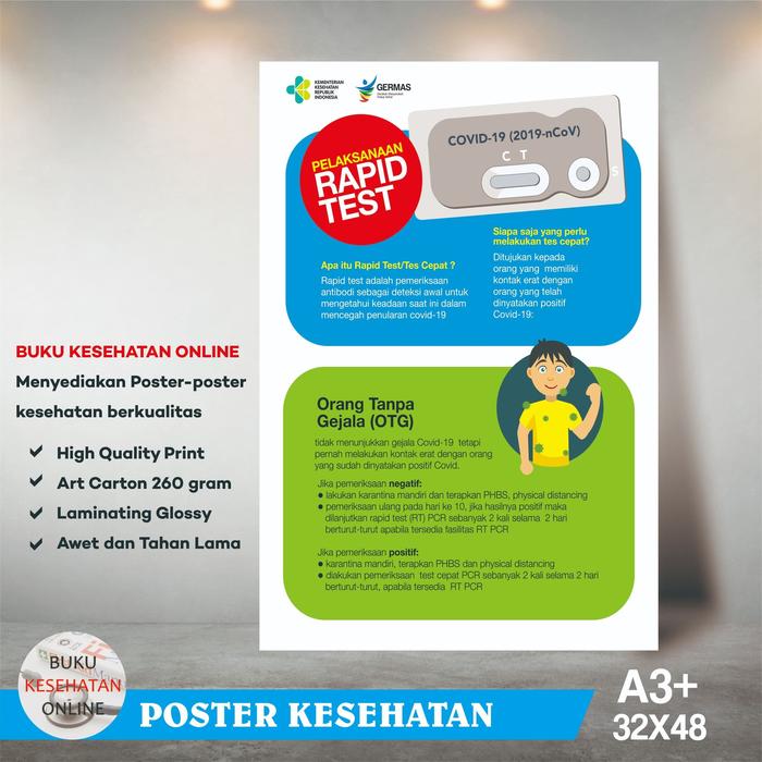 Jual Poster Kesehatan Pelaksanaan Rapid Test Laminating Glossy Kab Bogor Buku Kesehatan Online 