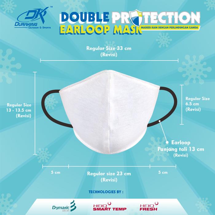 Gambar Masker Kain Anti Virus DK DOUBLE PROTECTION EARLOOP MASK - isi 3 pcs - REGULAR dari Duraking Outdoor and Sports undefined Tokopedia