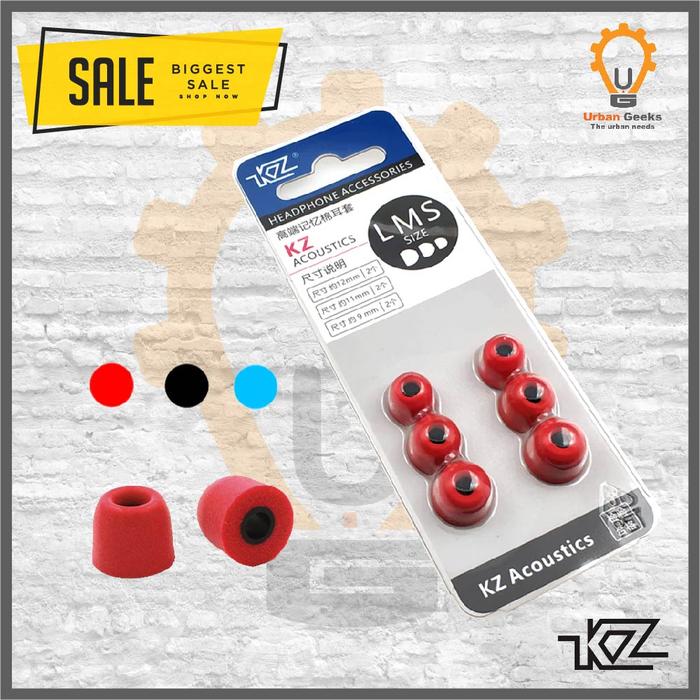 Gambar KZ Memory Foam Eartips 3 Size SML Noise Isolating Acoustics ORIGINAL - Merah dari URBAN GEEKS undefined Tokopedia