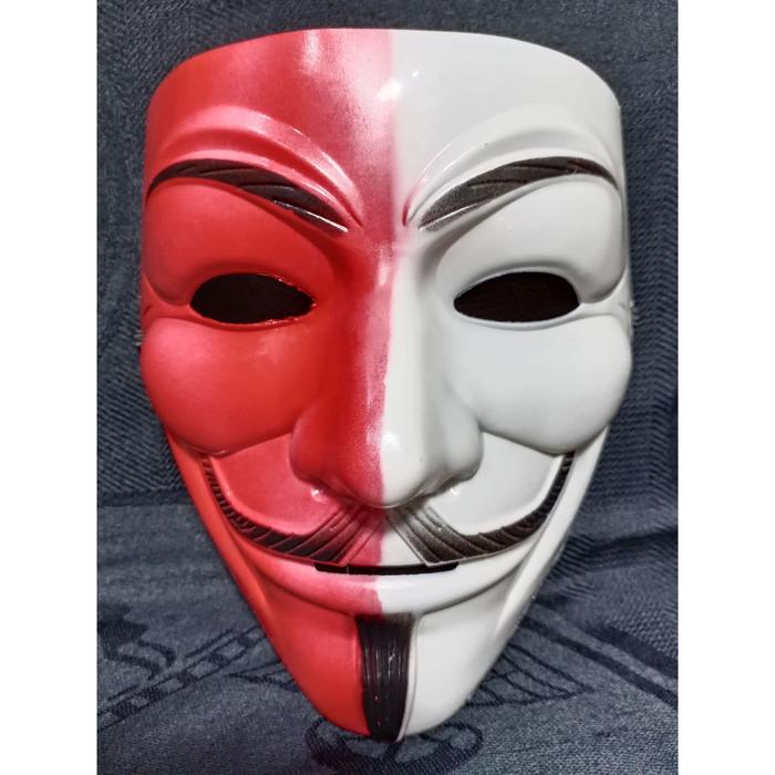 Gambar Topeng Anonymous / Topeng Hacker Merah Putih Kualitas KW dari Pelangi Mainan undefined Tokopedia