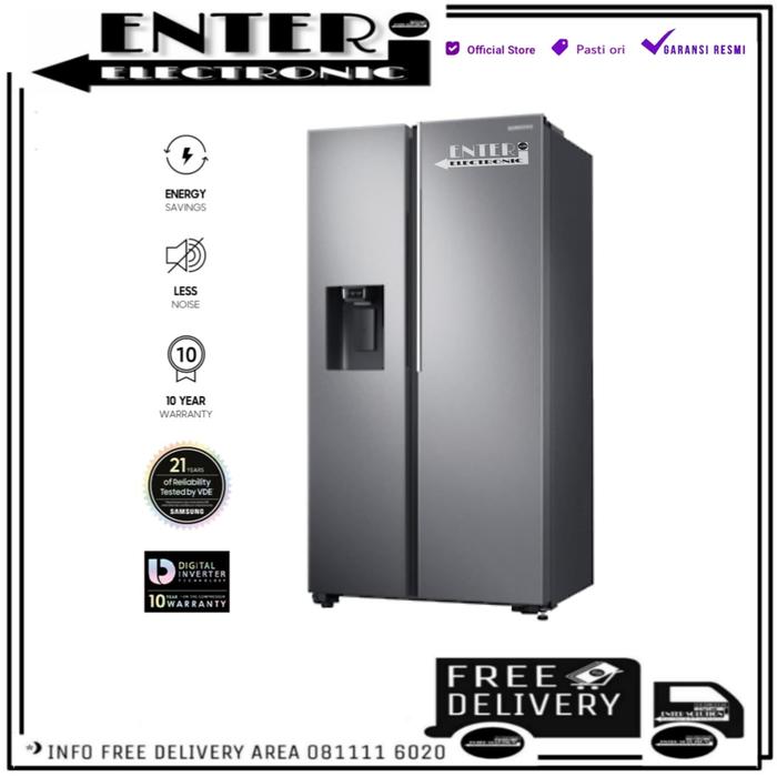 Gambar SAMSUNG RS64R5141B4 - KULKAS SAMSUNG INVERTER SIDE BY SIDE 676L 617L - Clean Steel dari Enter Electronic undefined Tokopedia