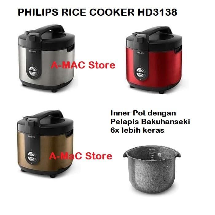 Gambar PHILIPS HD3138 Premium Plus Rice Cooker - HD 3138 Garansi Resmi - Abu-abu dari amac electronic store undefined Tokopedia