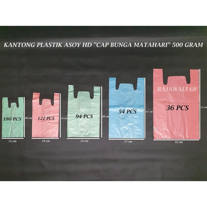 Gambar Kantong Plastik Asoy HD Warna "CAP BUNGA MATAHARI" 500GR - 24X38 cm dari Rajawali Petisah undefined Tokopedia