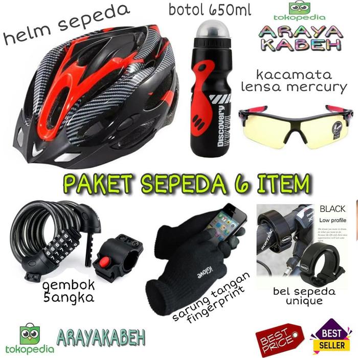 Gambar paket komplit 6 item aksesoris sepeda - Merah dari Lexox72 official shop undefined Tokopedia