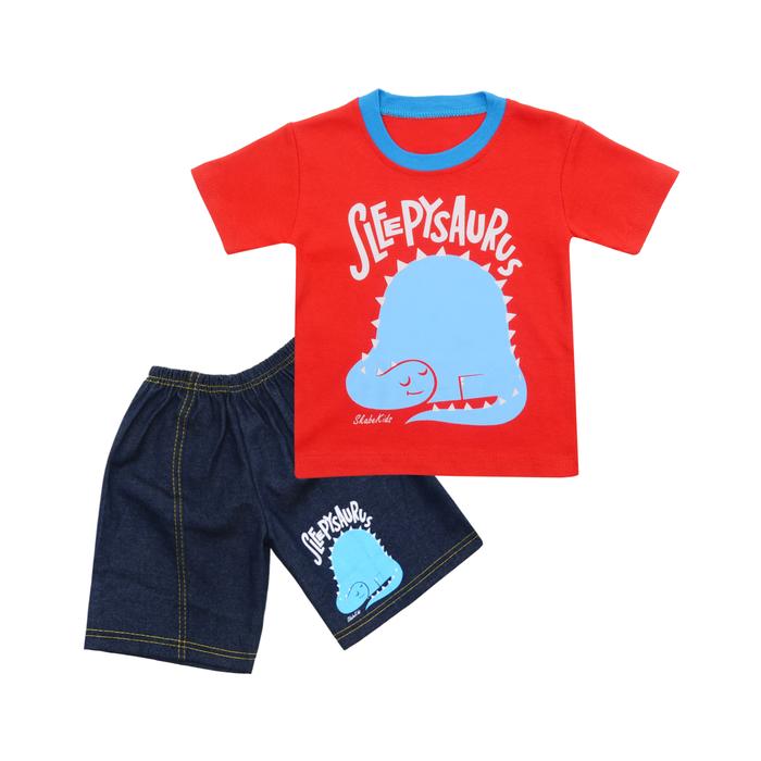 Gambar Skabe Baju Anak Laki Laki Sleepysaurus Jeans Usia 12 -18 Bulan 3412 - Merah dari Wakakids undefined Tokopedia