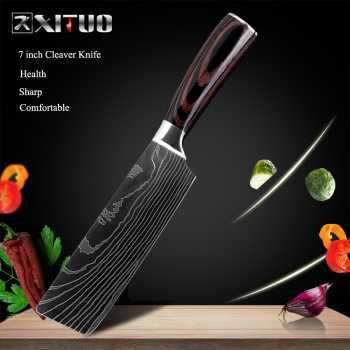 Gambar XITUO Pisau Dapur Chef Profesional Damascus Pattern - Cleaver Knife dari BudgetGadget undefined Tokopedia