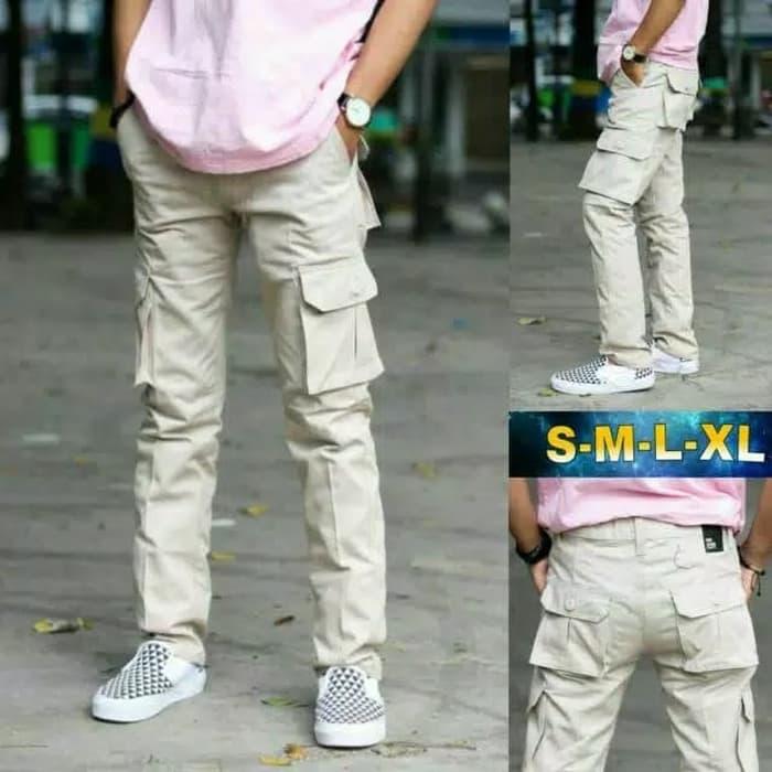 Gambar CELANA KARGO CARGO PANJANG KREM MUDA KATUN OUTDOOR GUNUNG HIGH QUALITY - Krem, L dari UNGSIRA STORE undefined Tokopedia