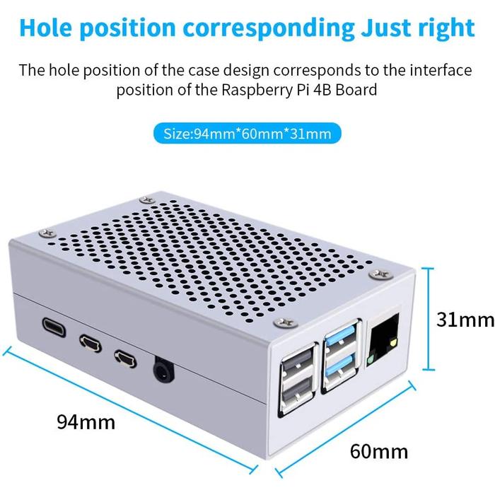 Gambar Raspberry Pi 4 B Metal Case Cover Casing Alumunium Alloy Box Shell - Silver dari DI Electronics undefined Tokopedia