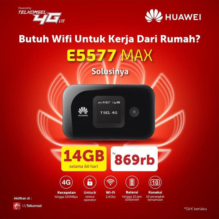 Gambar MIFI Modem 4G LTE Huawei E5577 MAX 3000mAh Unlock All Opr Free 14Gb dari Huawei Mobile Broadband undefined Tokopedia