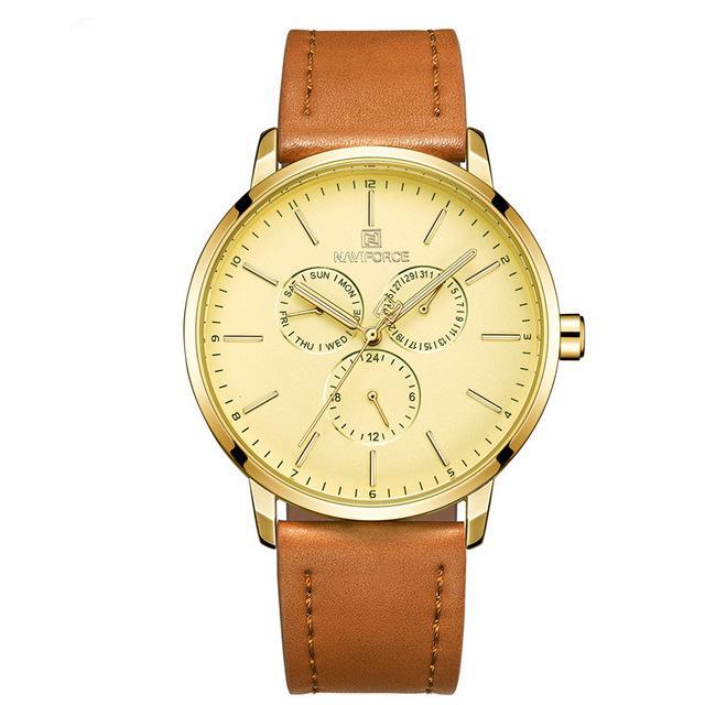 Gambar Naviforce Tali Kulit Multifungsi - Jam Tangan Pria - 3001 - Original - Emas dari Liga.Arloji undefined Tokopedia