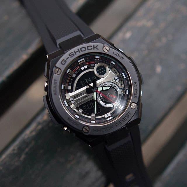 Jam Tangan Pria Casio G-shock G-steel Gst Gst-210 Black List Red