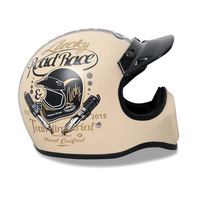 Gambar Helm Cakil Lucky Road Race Creamy / Helm Cakil HBC Cream Murah dari Helm Cakil Kece undefined Tokopedia