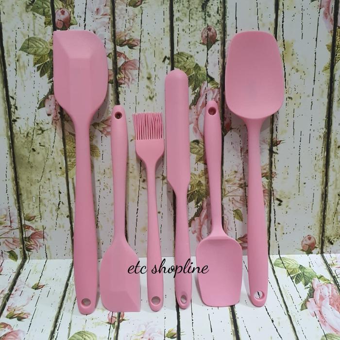 Gambar rubber silicon spatula /sutil set 6pcs food grade - Merah Muda dari etc shopline undefined Tokopedia