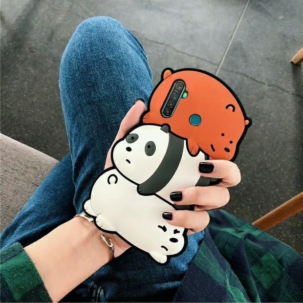 Realme C1 C2 5i Pro Bare Bear 3D Silikon Soft Case Casing Lucu  Realme