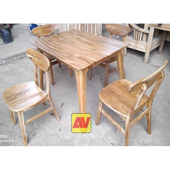 Gambar kursi makan retro minimalis jati dari ALVA furniture jepara undefined Tokopedia