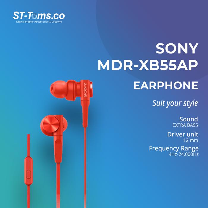 Gambar Sony In-Ear Extra Bass Headphone MDR-XB55AP / XB 55AP - Hitam - Merah dari ST-Toms.co undefined Tokopedia